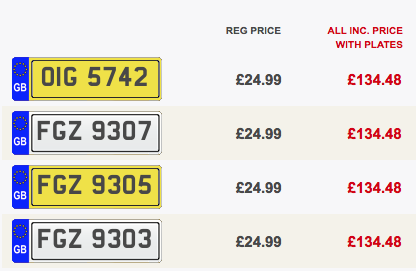 Cheap private number plates